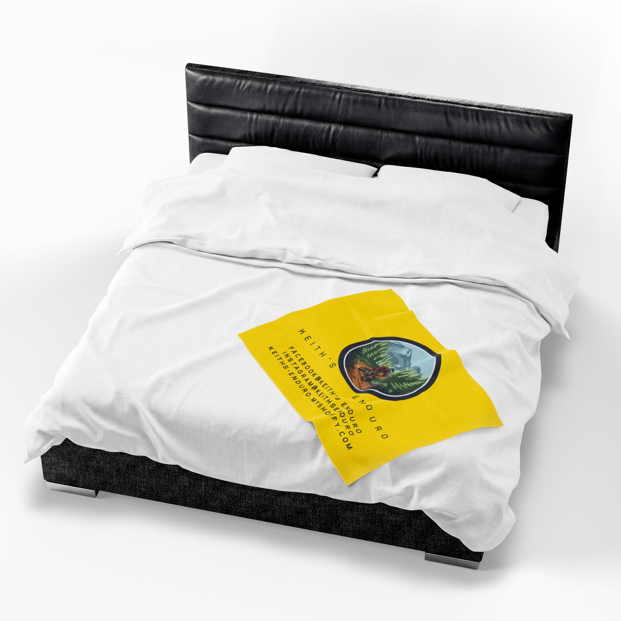 Velveteen Plush Blanket – "Keith's Enduro" Mountain Dirt Bike Logo Throw