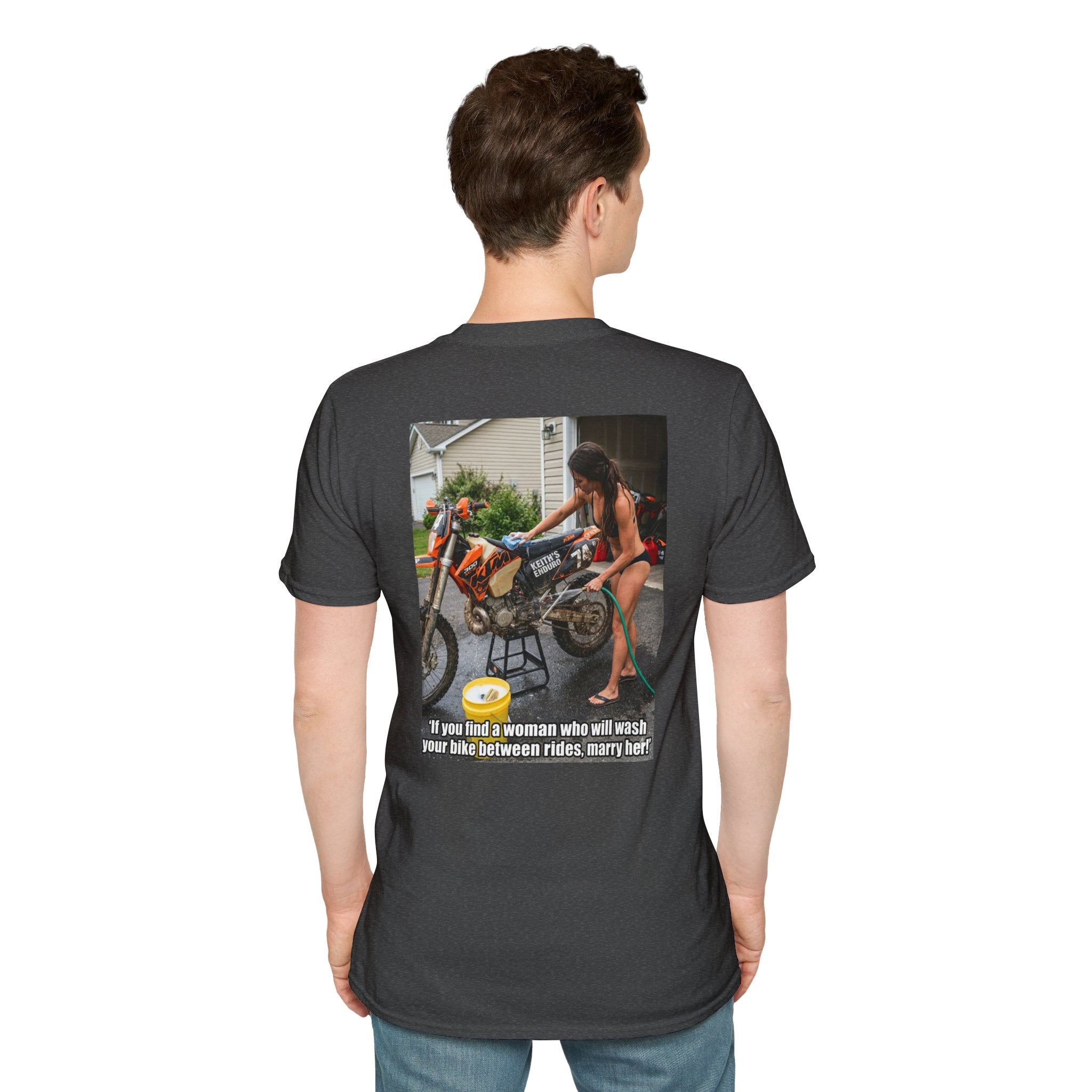 Motorcycle Wash Tee — "If you find a woman who will wash your bike between rides, marry her"