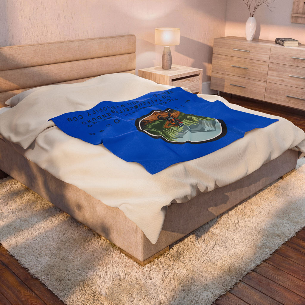 Velveteen Plush Blanket — Keith's Enduro Dirt Biking Throw (Dirt bike logo, social links)