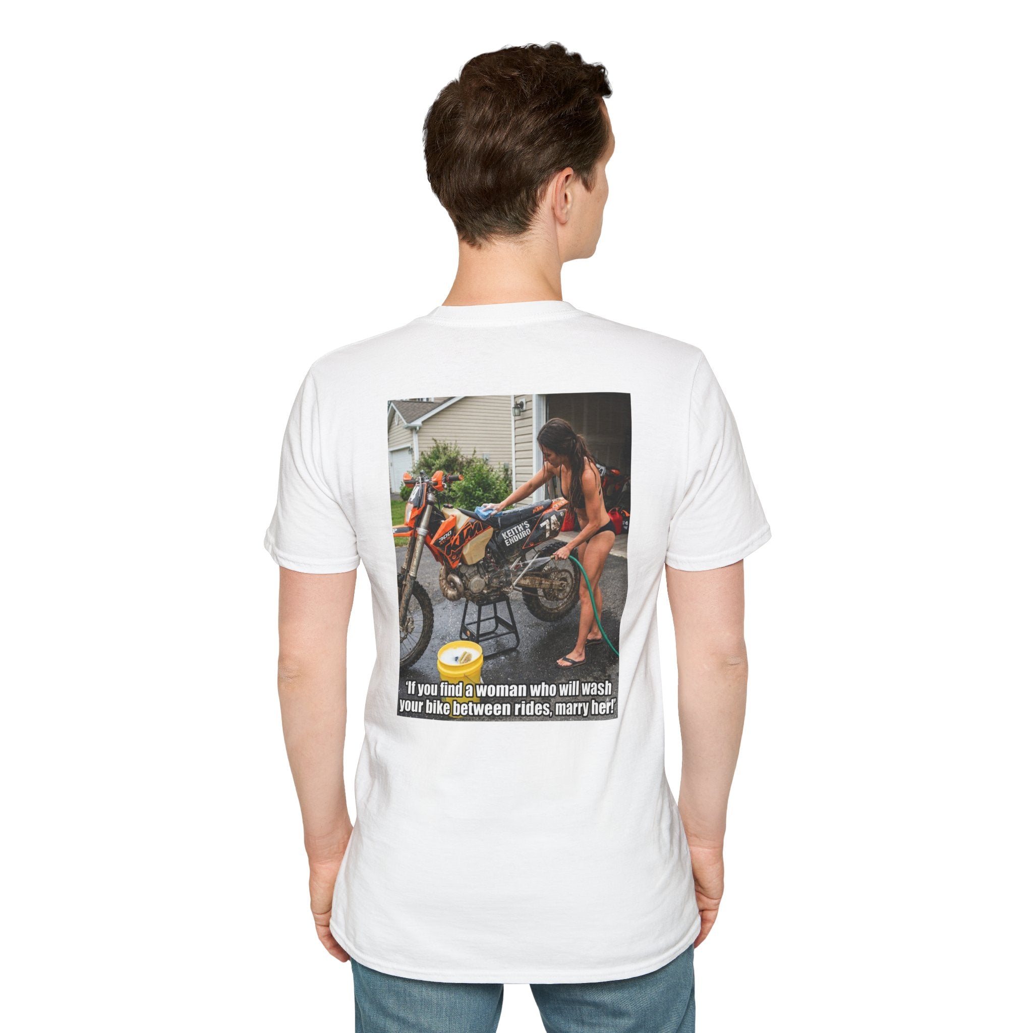 Motorcycle Wash Tee — "If you find a woman who will wash your bike between rides, marry her"