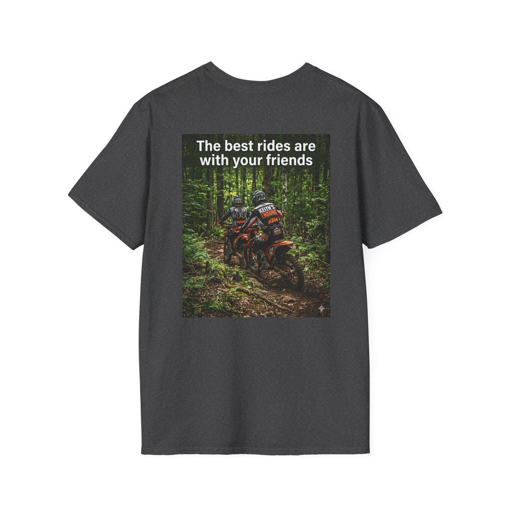 Motorcycle Dirt Bike Adventure T-Shirt — “The best rides are with your friends” Forest Dirt Bike Tee