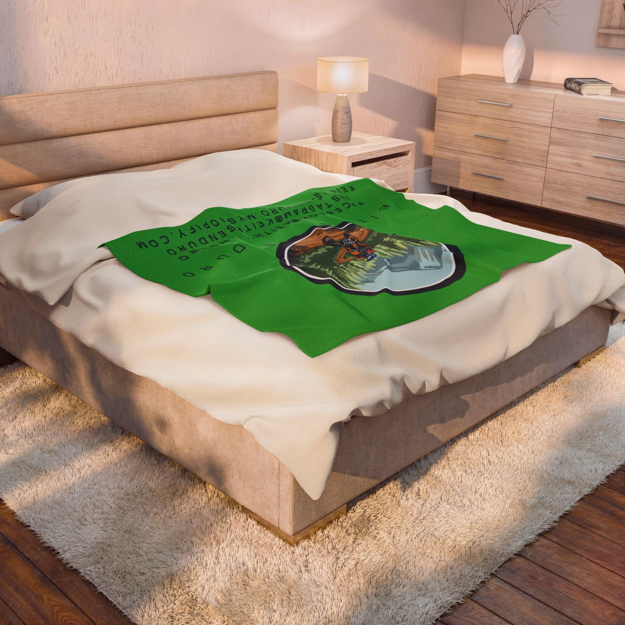 Enduro Motorcycle Velveteen Plush Blanket — Keith's Enduro design