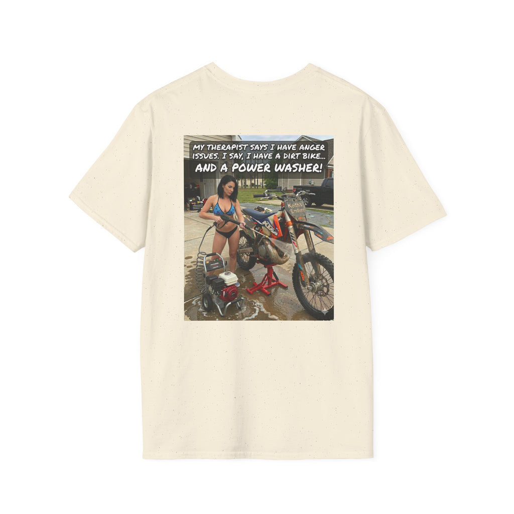 Dirt bike & Power Washer Funny Graphic T-Shirt — "My Therapist Says I Have Anger Issues"