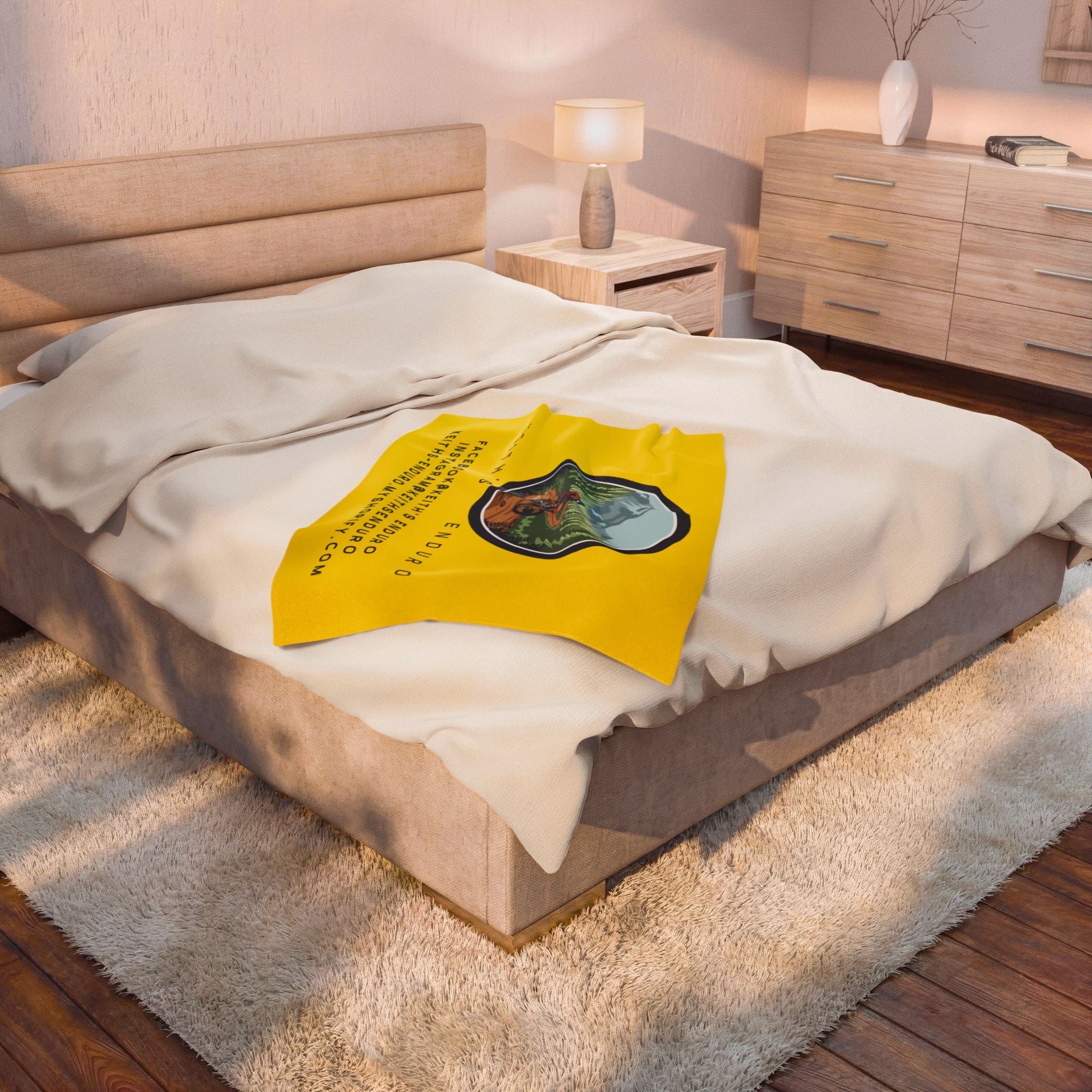Velveteen Plush Blanket – "Keith's Enduro" Mountain Dirt Bike Logo Throw