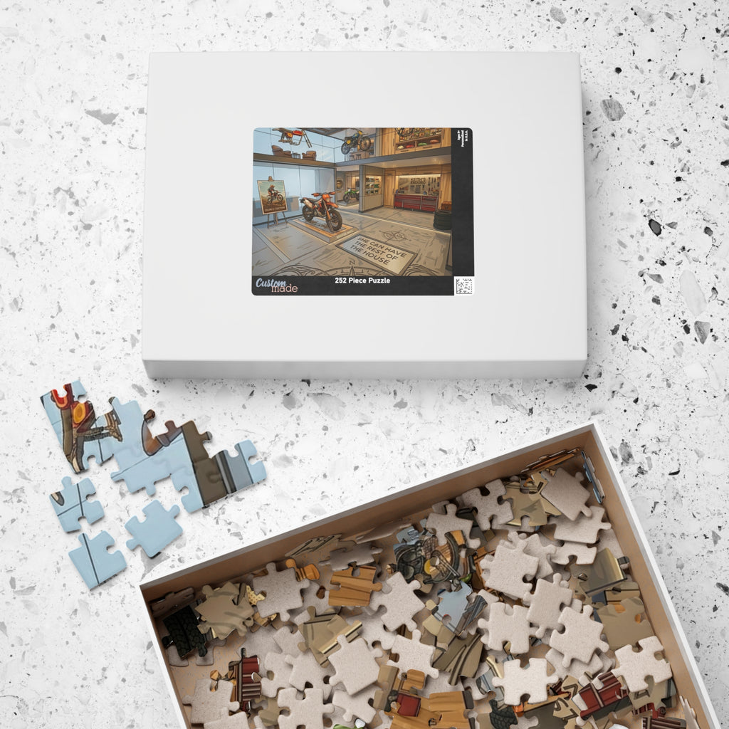 Motorcycle Garage Puzzle - Dream Workshop Scene Jigsaw puzzle "She can have the rest of the house" (110/252/520/1014 pcs)