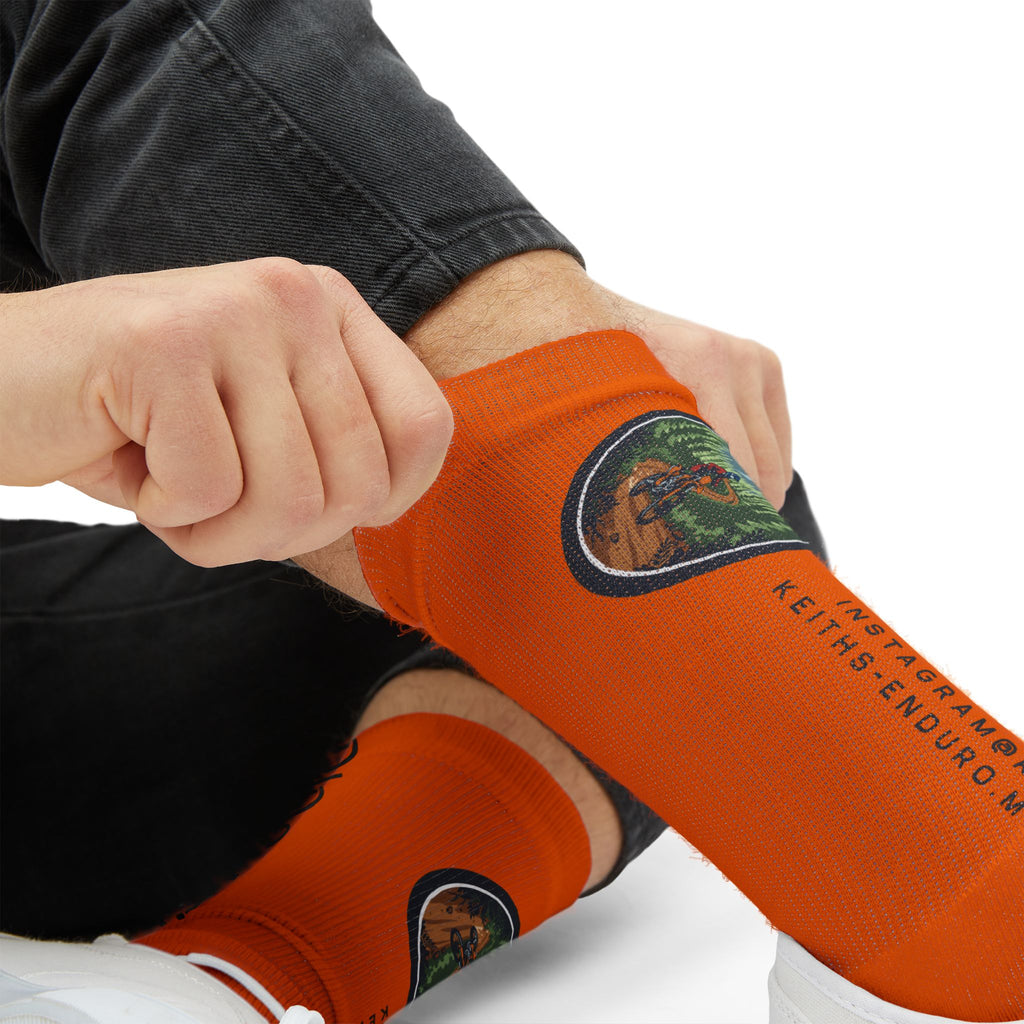 Orange 'Ride It!!' Sublimation Socks — Keith's Enduro Graphic Crew Socks