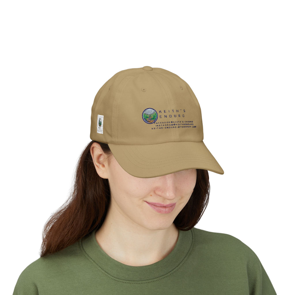 Dad Cap — Keith’s Enduro Logo Embroidered White Baseball Hat