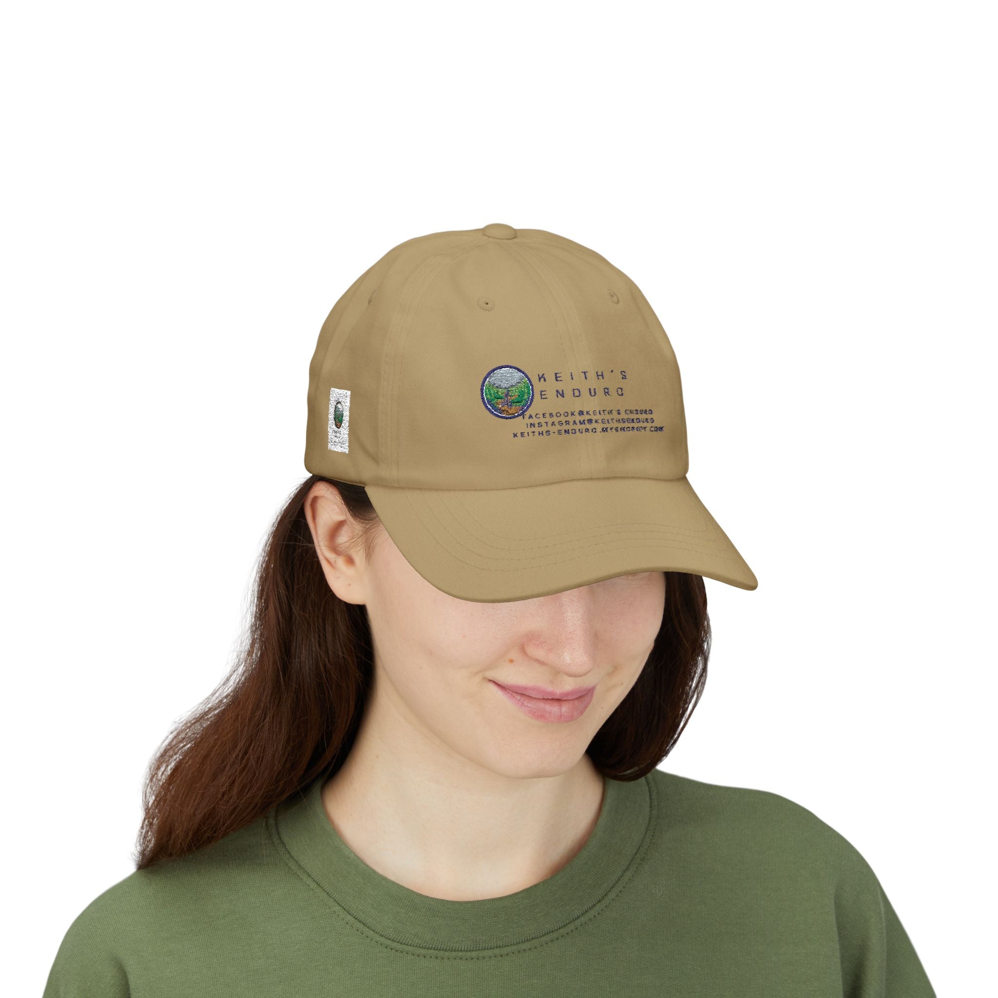 Dad Cap — Keith’s Enduro Logo Embroidered White Baseball Hat