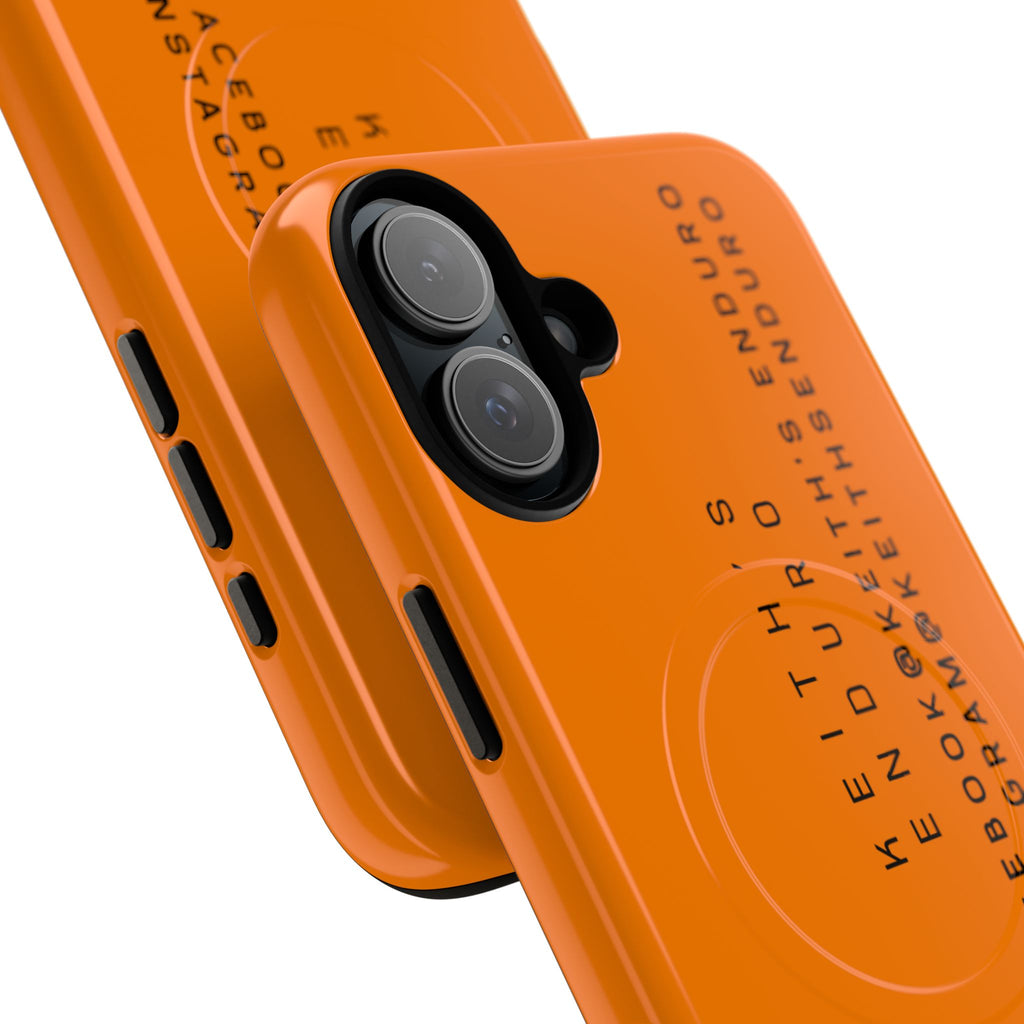 Tough Magnetic Phone Case — Orange Adventure Design with ‘Keith’s Enduro’ Logo
