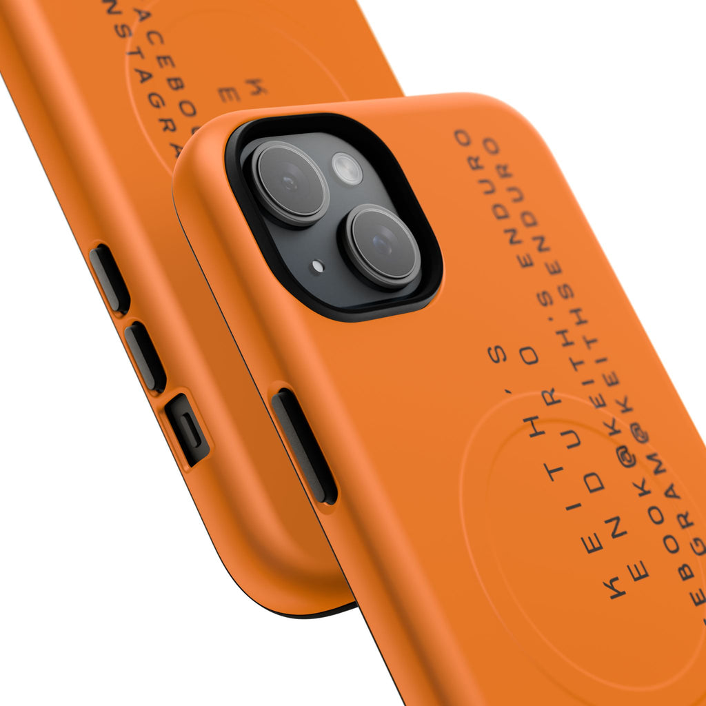 Tough Magnetic Phone Case — Orange Adventure Design with ‘Keith’s Enduro’ Logo