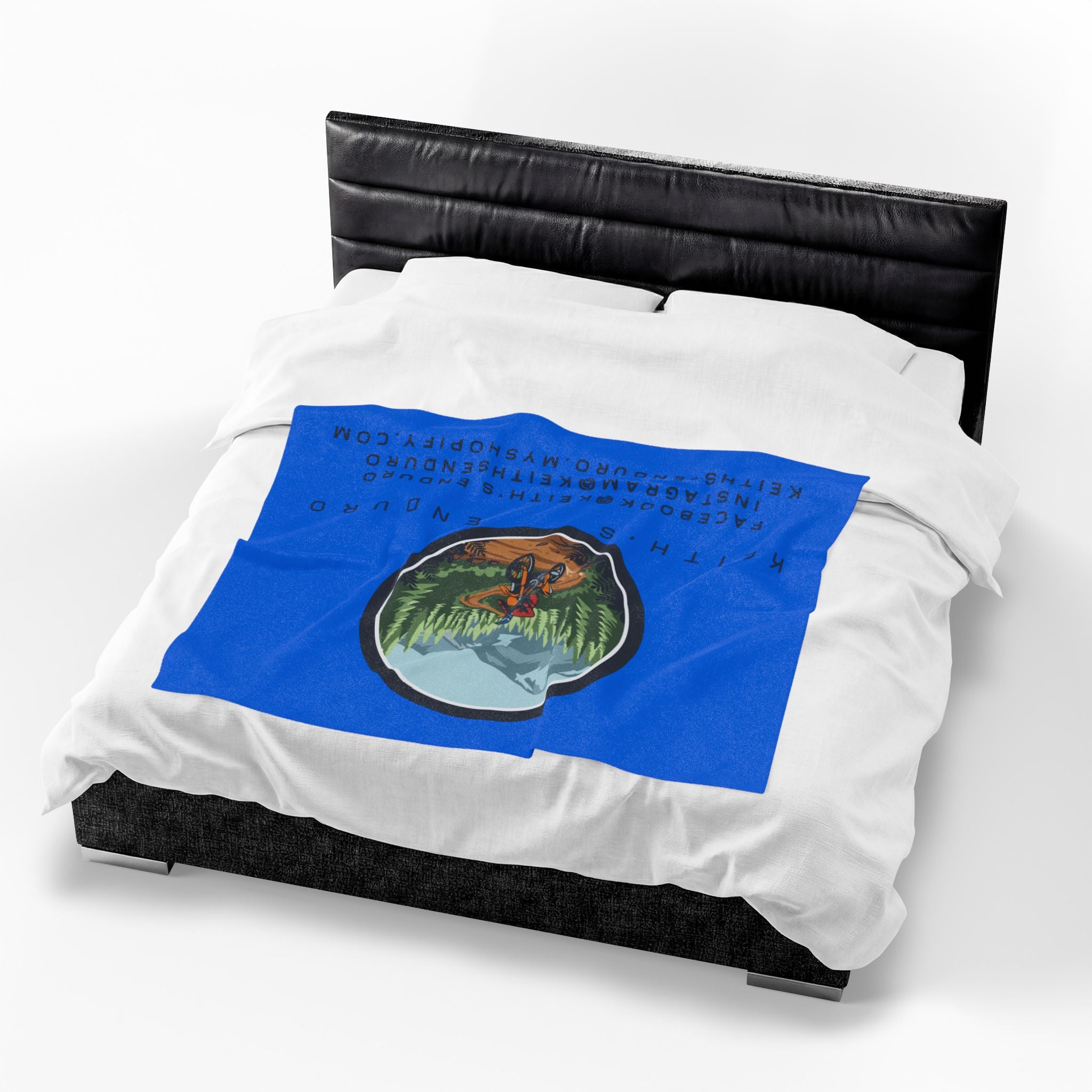 Velveteen Plush Blanket — Keith's Enduro Dirt Biking Throw (Dirt bike logo, social links)
