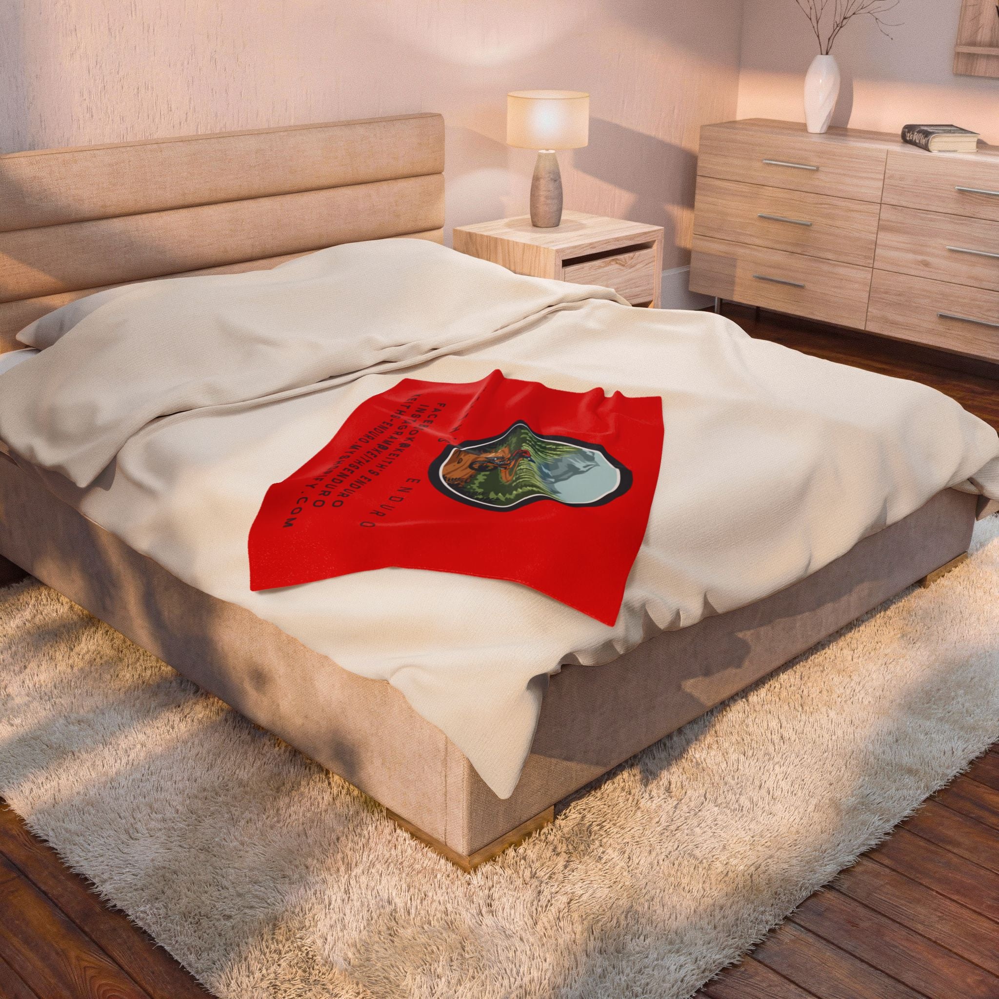 Enduro Motorcycle Velveteen Plush Blanket — Keith's Enduro Logo Throw