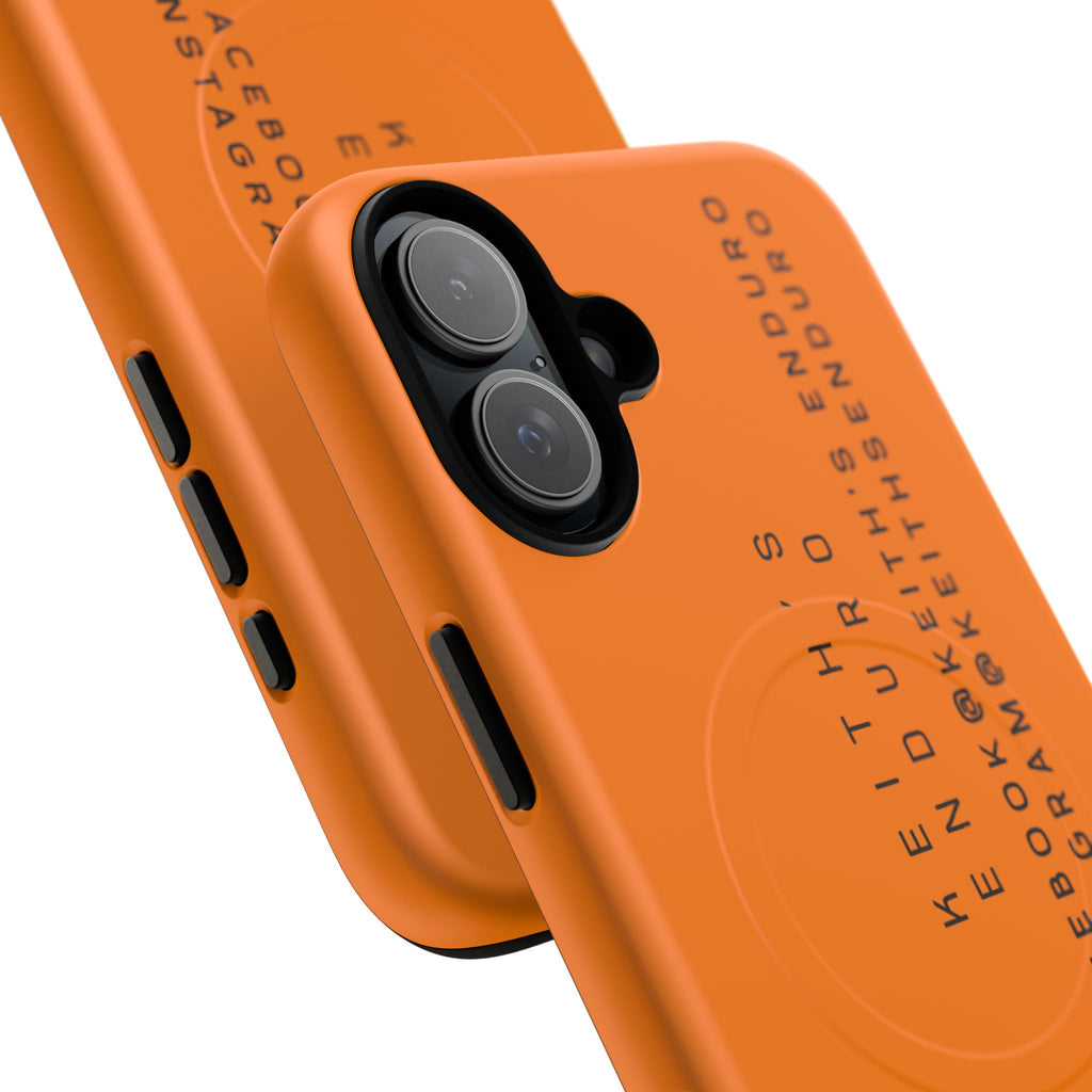 Tough Magnetic Phone Case — Orange Adventure Design with ‘Keith’s Enduro’ Logo