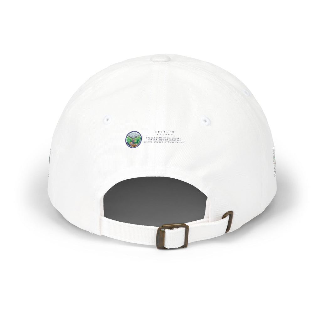 Dad Cap — Keith’s Enduro Logo Embroidered White Baseball Hat