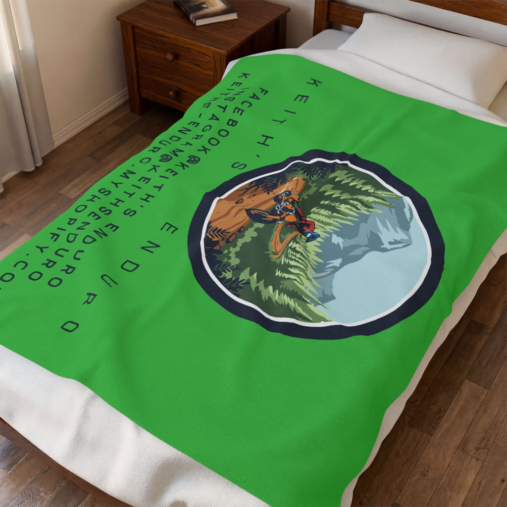 Enduro Motorcycle Velveteen Plush Blanket — Keith's Enduro design