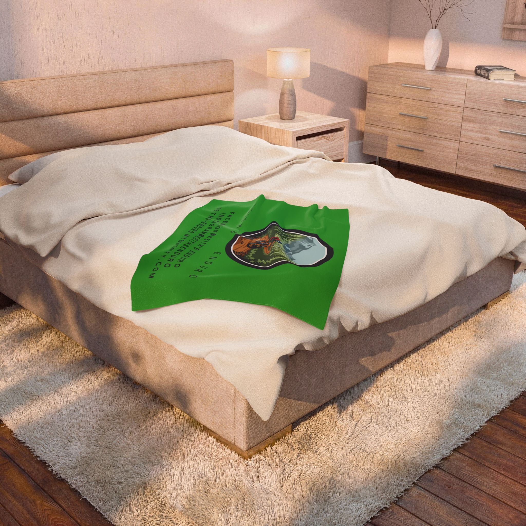 Enduro Motorcycle Velveteen Plush Blanket — Keith's Enduro design