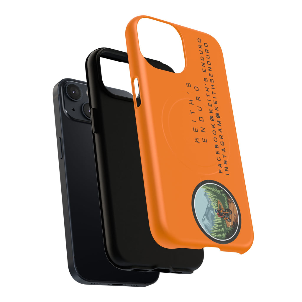 Tough Magnetic Phone Case — Orange Adventure Design with ‘Keith’s Enduro’ Logo