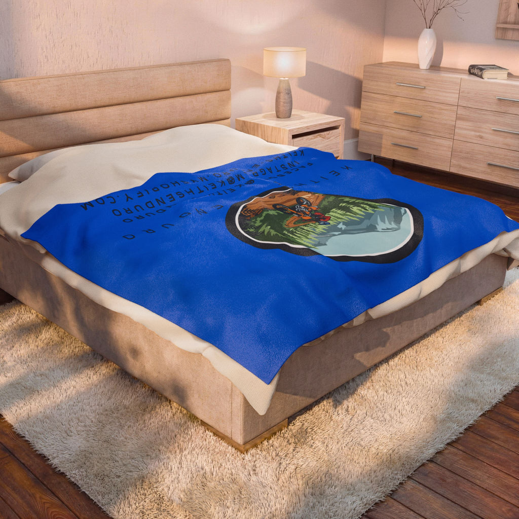 Velveteen Plush Blanket — Keith's Enduro Dirt Biking Throw (Dirt bike logo, social links)