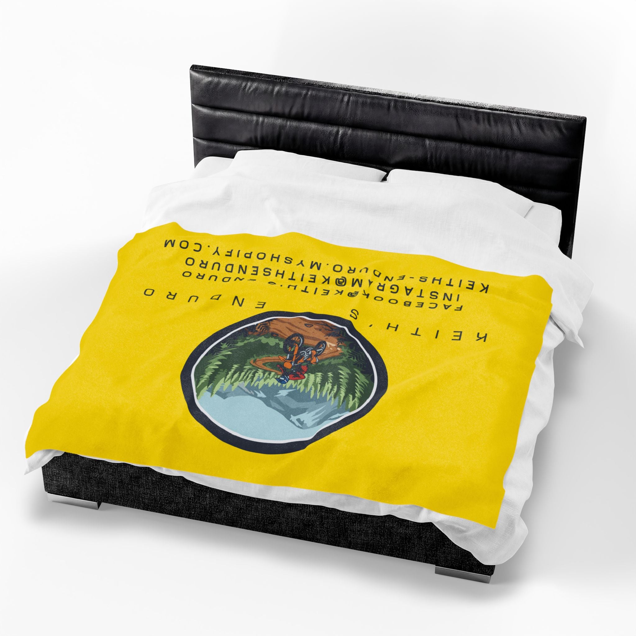 Velveteen Plush Blanket – "Keith's Enduro" Mountain Dirt Bike Logo Throw