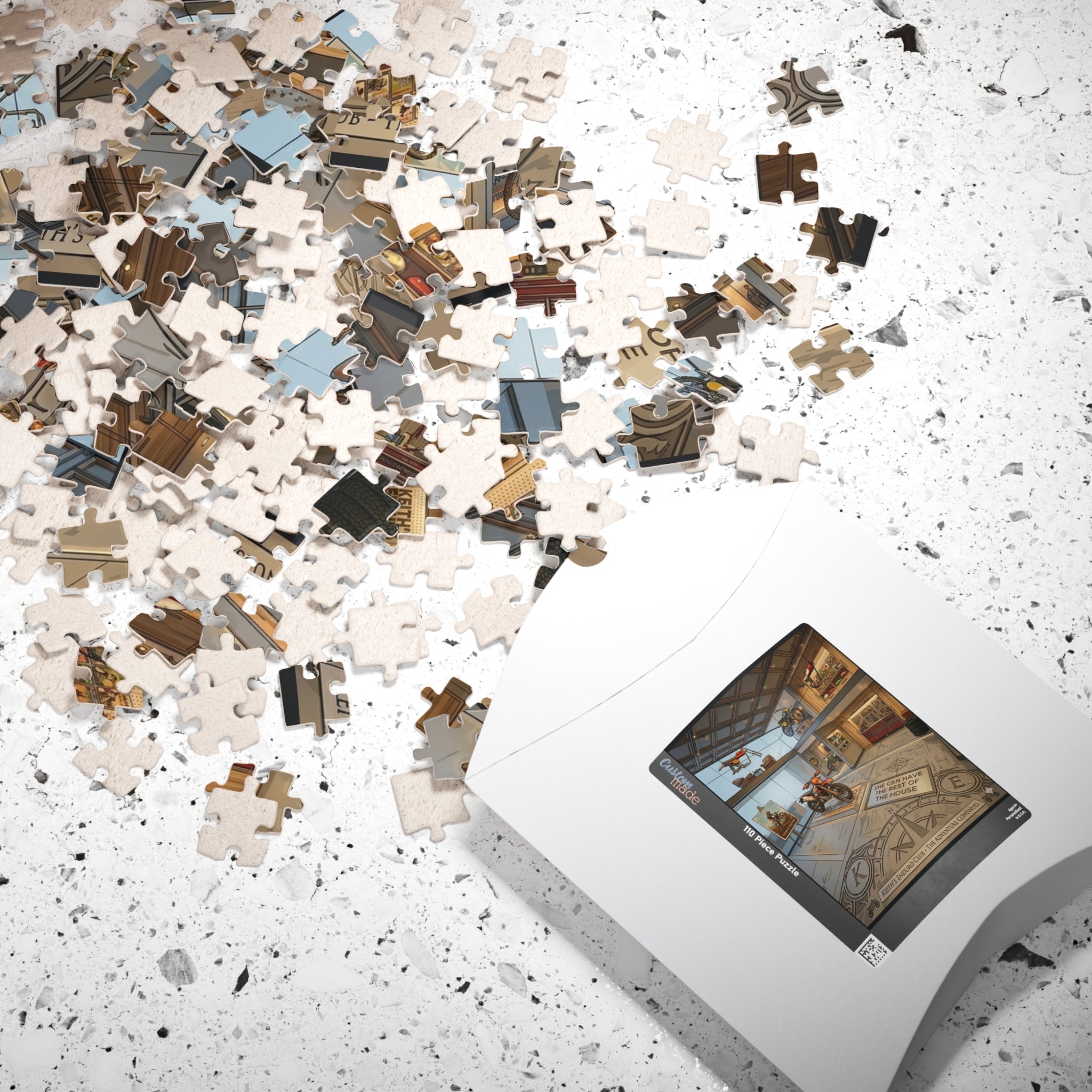 Motorcycle Garage Puzzle - Dream Workshop Scene Jigsaw puzzle "She can have the rest of the house" (110/252/520/1014 pcs)