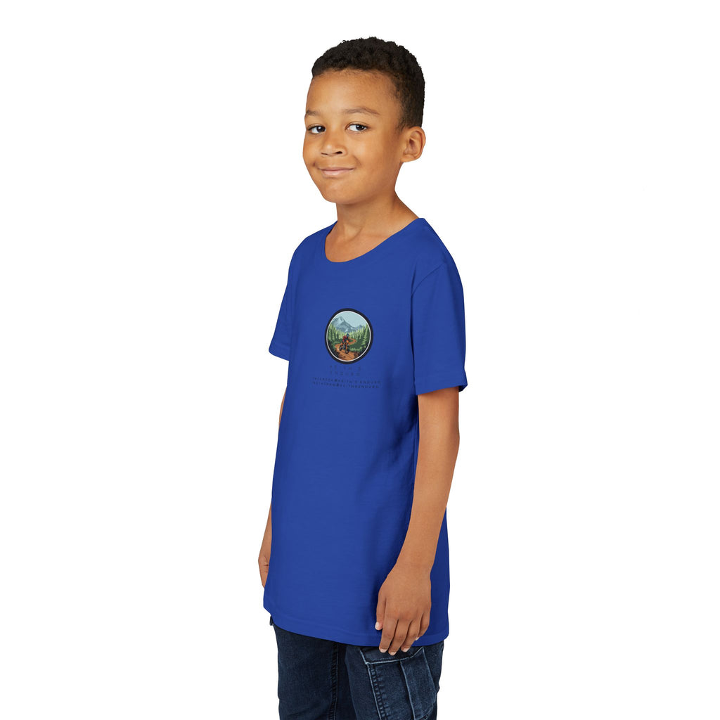 Youth Dirt Bike Tee — "Never Stop Trying and Don't Quit" Motivational Motocross Shirt