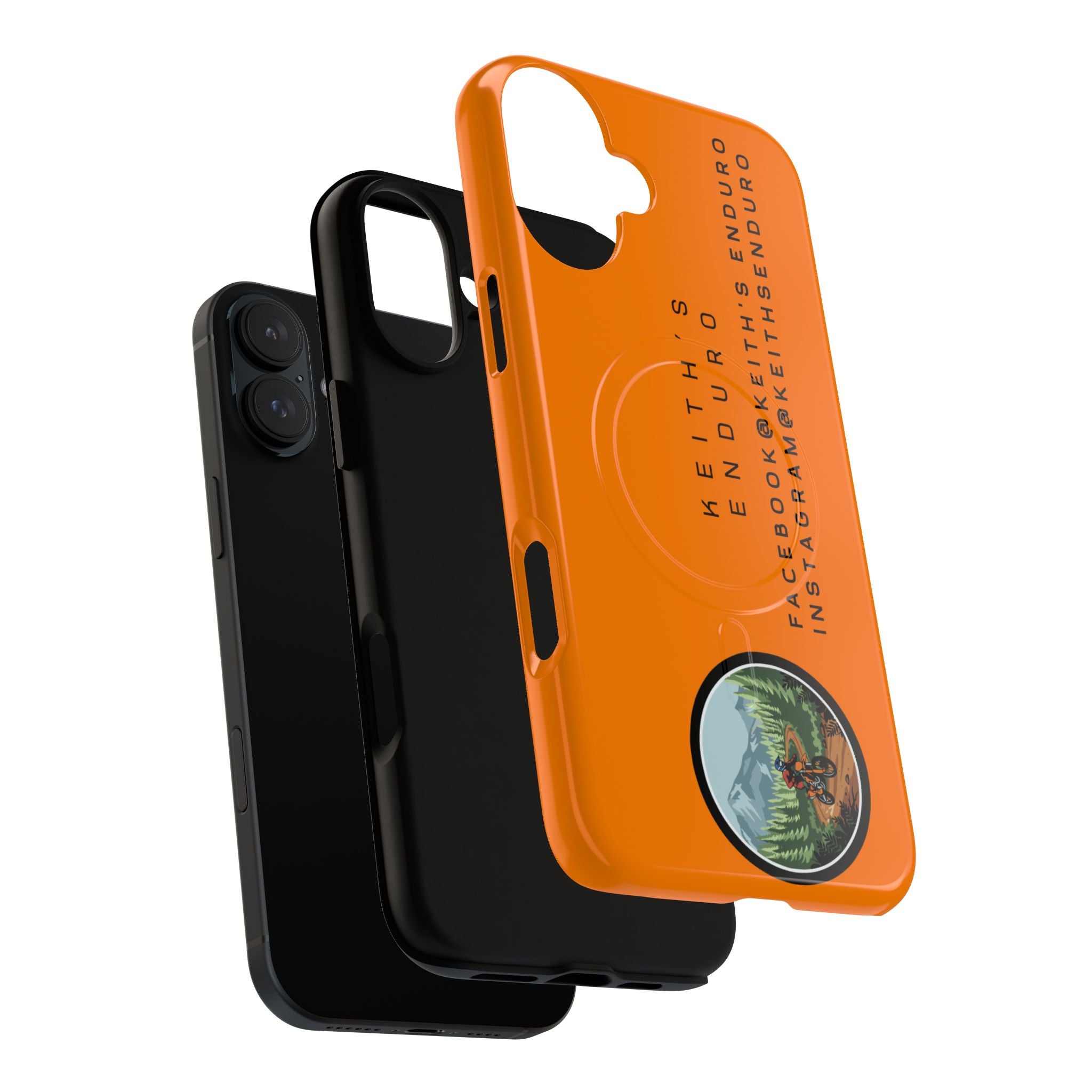 Tough Magnetic Phone Case — Orange Adventure Design with ‘Keith’s Enduro’ Logo
