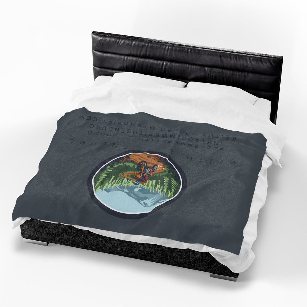 Velveteen Plush Blanket - Keith's Enduro Dirt Bike Mountain Ride Design