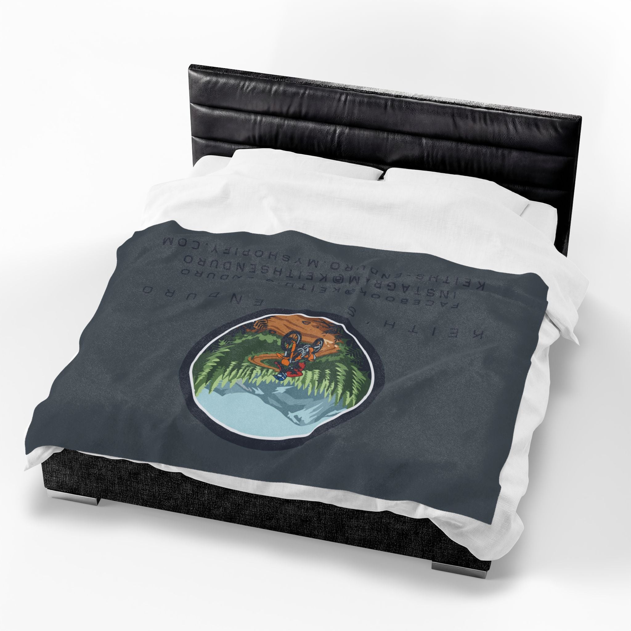 Velveteen Plush Blanket - Keith's Enduro Dirt Bike Mountain Ride Design