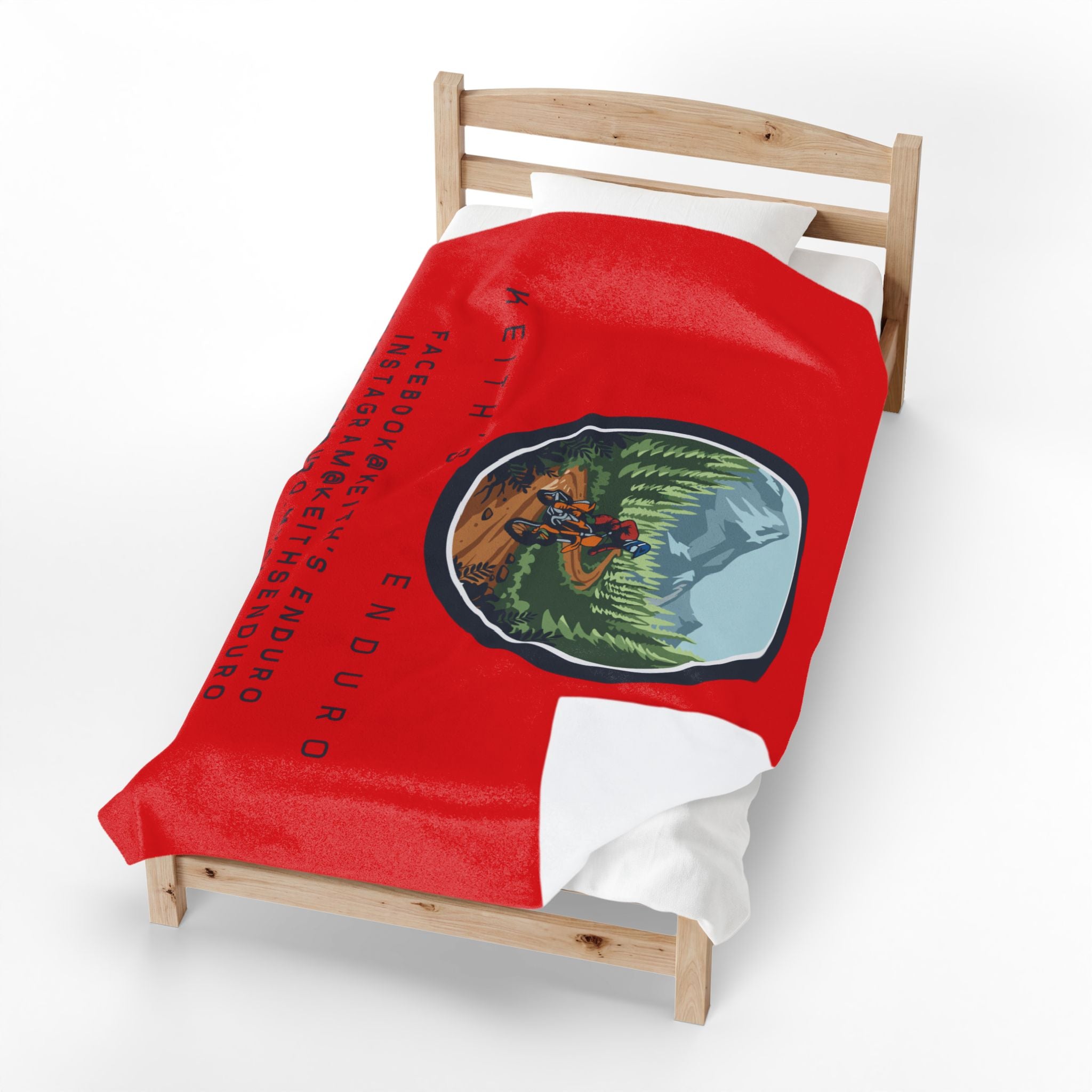 Enduro Motorcycle Velveteen Plush Blanket — Keith's Enduro Logo Throw