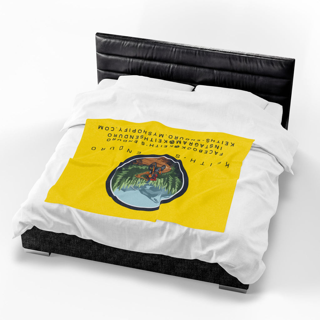 Velveteen Plush Blanket – "Keith's Enduro" Mountain Dirt Bike Logo Throw