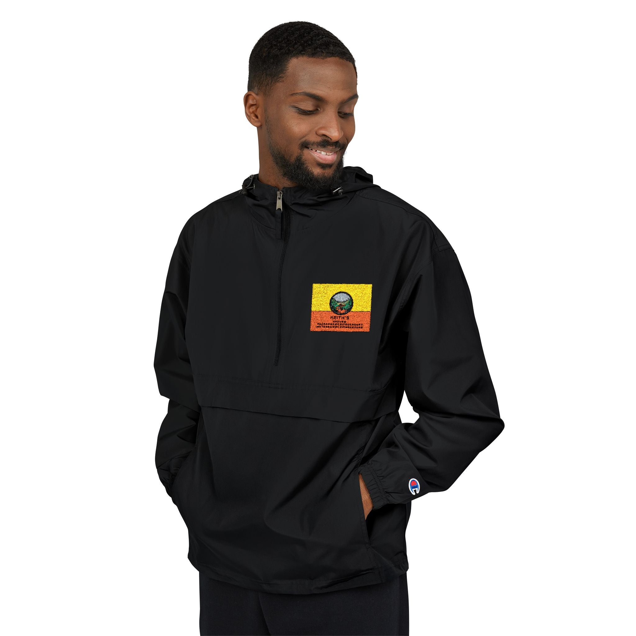 Champion Anorak Jacket — Sunflower Skull Patch Packable Windbreaker