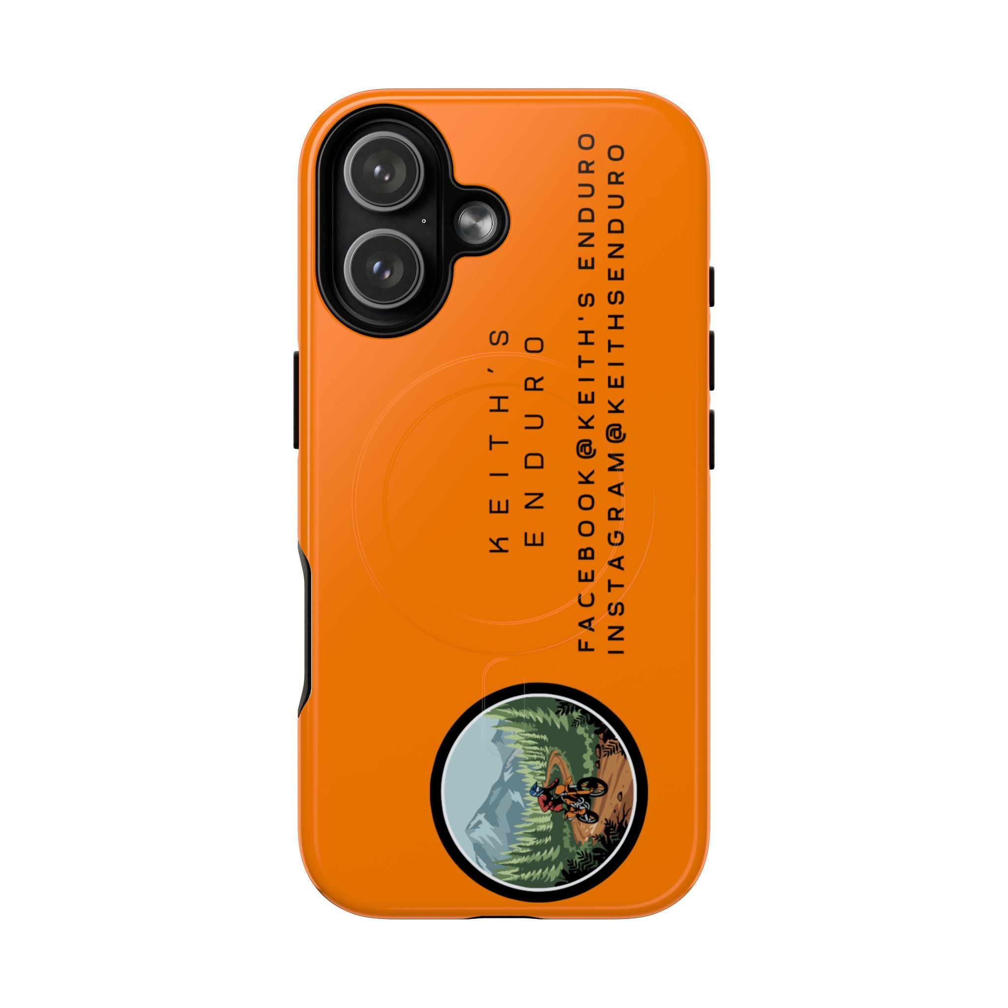 Tough Magnetic Phone Case — Orange Adventure Design with ‘Keith’s Enduro’ Logo