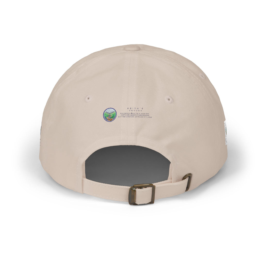 Dad Cap — Keith’s Enduro Logo Embroidered White Baseball Hat